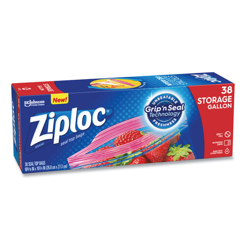 Double Zipper Storage Bags, 1 gal, 1.75 mil, 10.56