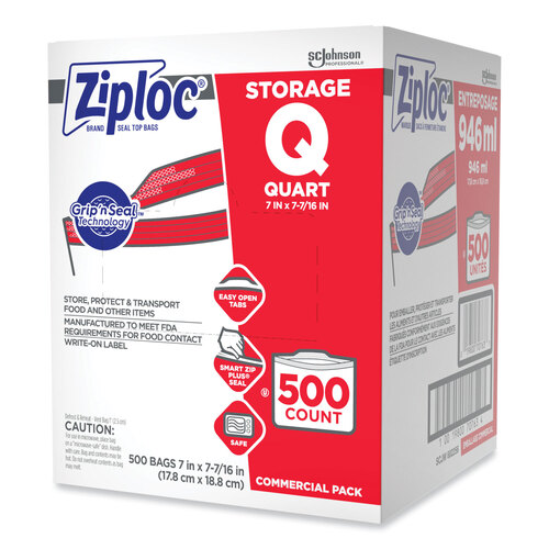 Double Zipper Storage Bags, 1 qt, 1.75 mil, 7 Double Zipper Storage Bags, 1 qt, 1.75 mil, 7