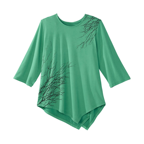 Women's Open Back Asymmetrical Hem Top Jade Green - Silverts SV124