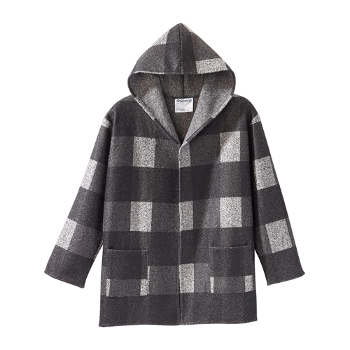 Women's Hooded Cardigan with Pockets Black & Grey Check - Silverts