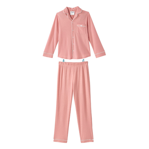 SLVSV703-SV2255-S - Silverts - Silverts Women's Open Back Top & Pull-On Pant Waffle Knit Pajama Set Dusty Pink