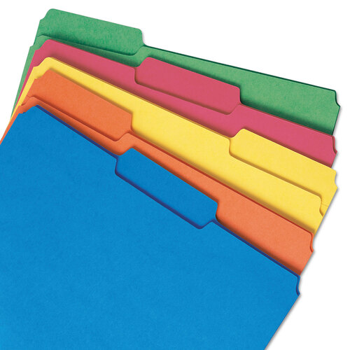 SMD10229 - Smead - Interior File Folders, 1/3-Cut Tabs: Assorted, Letter Size, 0.75&quot; Expansion, Assorted Colors, 100/Box