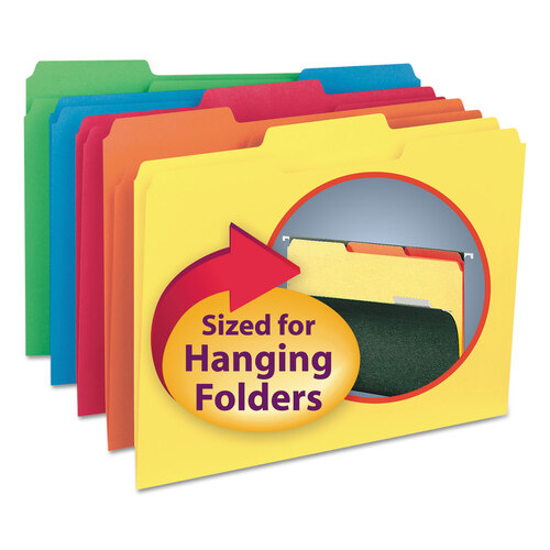 SMD10229 - Smead - Interior File Folders, 1/3-Cut Tabs: Assorted, Letter Size, 0.75&quot; Expansion, Assorted Colors, 100/Box