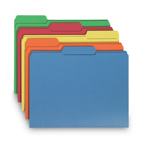 SMD10229 - Smead - Interior File Folders, 1/3-Cut Tabs: Assorted, Letter Size, 0.75&quot; Expansion, Assorted Colors, 100/Box