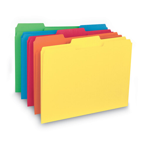 SMD10229 - Smead - Interior File Folders, 1/3-Cut Tabs: Assorted, Letter Size, 0.75&quot; Expansion, Assorted Colors, 100/Box