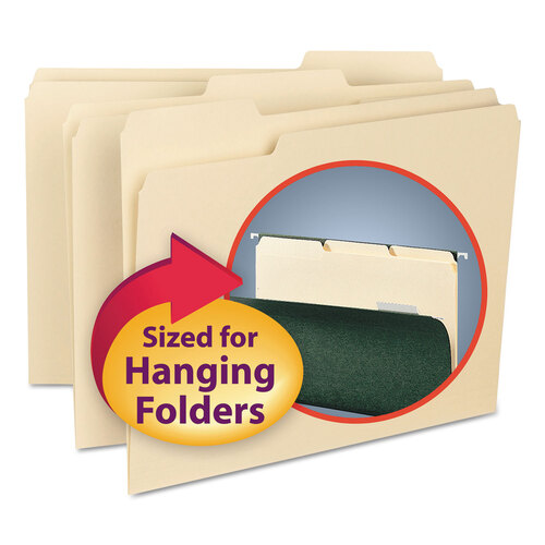 SMD10230 - Smead - Interior File Folders, 1/3-Cut Tabs: Assorted, Letter Size, 0.75&quot; Expansion, Manila, 100/Box