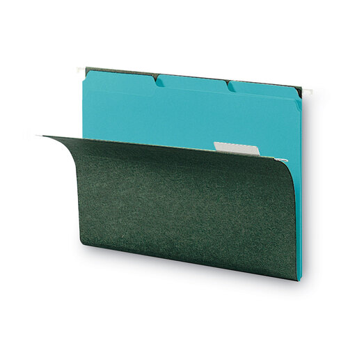 SMD10235 - Smead - Interior File Folders, 1/3-Cut Tabs: Assorted, Letter Size, 0.75&quot; Expansion, Aqua, 100/Box