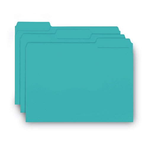 SMD10235 - Smead - Interior File Folders, 1/3-Cut Tabs: Assorted, Letter Size, 0.75&quot; Expansion, Aqua, 100/Box