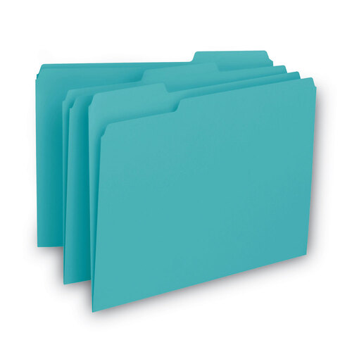 SMD10235 - Smead - Interior File Folders, 1/3-Cut Tabs: Assorted, Letter Size, 0.75&quot; Expansion, Aqua, 100/Box