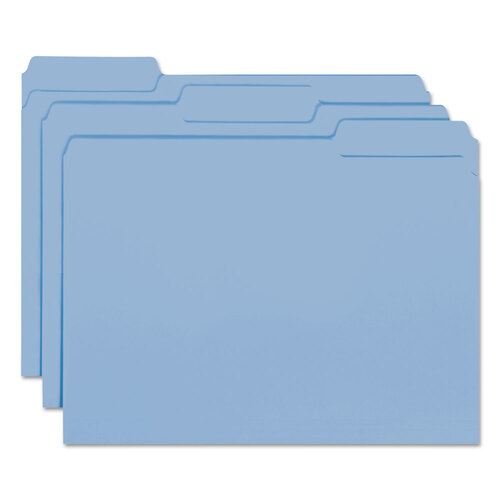 SMD10239 - Smead - Interior File Folders, 1/3-Cut Tabs: Assorted, Letter Size, 0.75&quot; Expansion, Blue, 100/Box