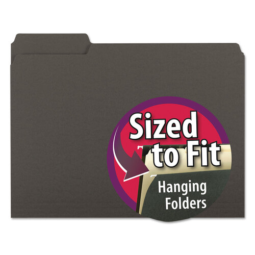 SMD10243 - Smead - Interior File Folders, 1/3-Cut Tabs: Assorted, Letter Size, 0.75&quot; Expansion, Black/Gray, 100/Box