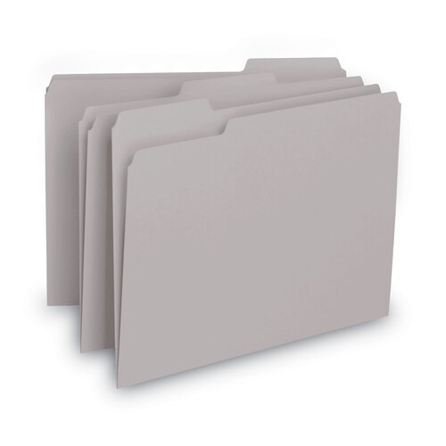 SMD10251 - Smead - Interior File Folders, 1/3-Cut Tabs: Assorted, Letter Size, 0.75&quot; Expansion, Gray, 100/Box