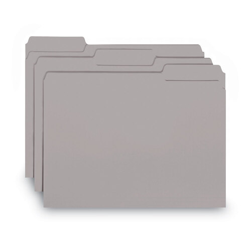 SMD10251 - Smead - Interior File Folders, 1/3-Cut Tabs: Assorted, Letter Size, 0.75&quot; Expansion, Gray, 100/Box