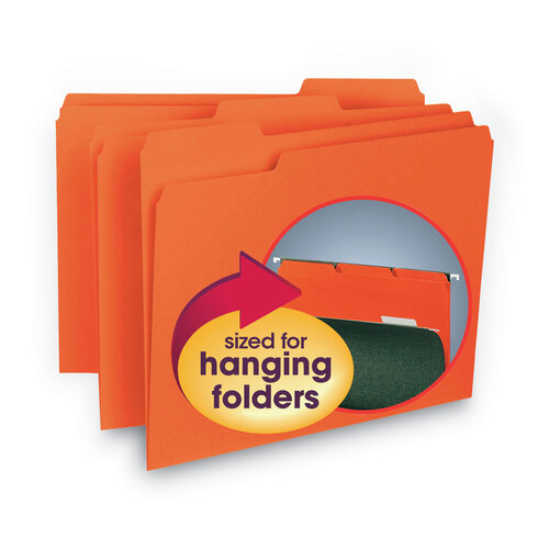 SMD10259 - Smead - Interior File Folders, 1/3-Cut Tabs: Assorted, Letter Size, 0.75&quot; Expansion, Orange, 100/Box