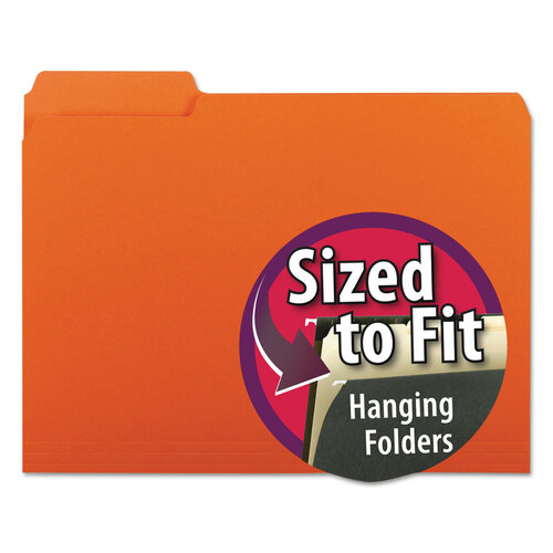 SMD10259 - Smead - Interior File Folders, 1/3-Cut Tabs: Assorted, Letter Size, 0.75&quot; Expansion, Orange, 100/Box