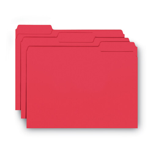 SMD10267 - Smead - Interior File Folders, 1/3-Cut Tabs: Assorted, Letter Size, 0.75&quot; Expansion, Red, 100/Box