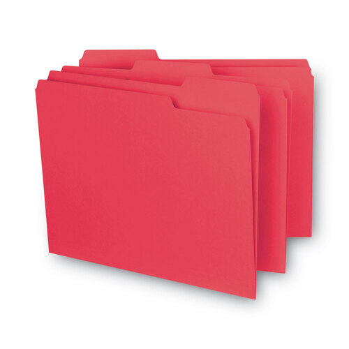SMD10267 - Smead - Interior File Folders, 1/3-Cut Tabs: Assorted, Letter Size, 0.75&quot; Expansion, Red, 100/Box