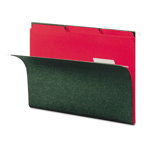 SMD10267 - Smead - Interior File Folders, 1/3-Cut Tabs: Assorted, Letter Size, 0.75&quot; Expansion, Red, 100/Box