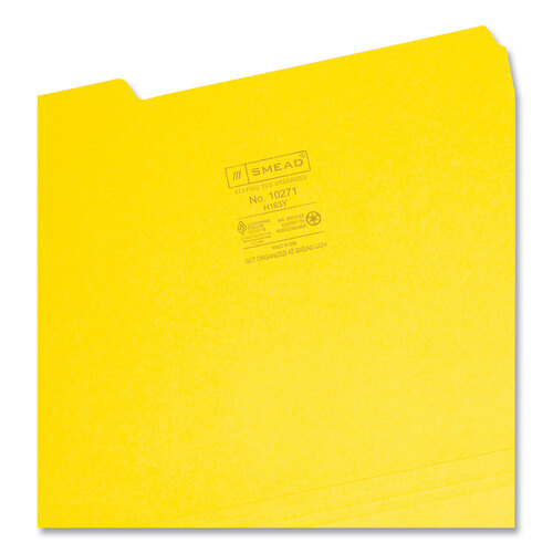 SMD10271 - Smead - Interior File Folders, 1/3-Cut Tabs: Assorted, Letter Size, 0.75&quot; Expansion, Yellow, 100/Box