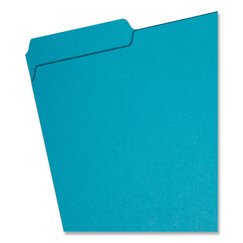 SMD10291 - Smead - Interior File Folders, 1/3-Cut Tabs: Assorted, Letter Size, 0.75&quot; Expansion, Teal, 100/Box