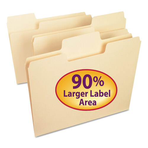 SMD10301 - Smead - SuperTab Top Tab File Folders, 1/3-Cut Tabs: Assorted, Letter Size, 0.75&quot; Expansion, 11-pt Manila, 100/Box
