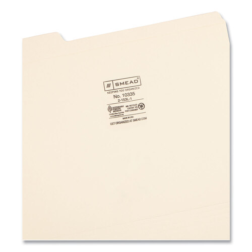SMD10335 - Smead - Reinforced Tab Manila File Folders, 1/3-Cut Tabs: Left Position, Letter Size, 0.75&quot; Expansion, 11-pt Manila, 100/Box