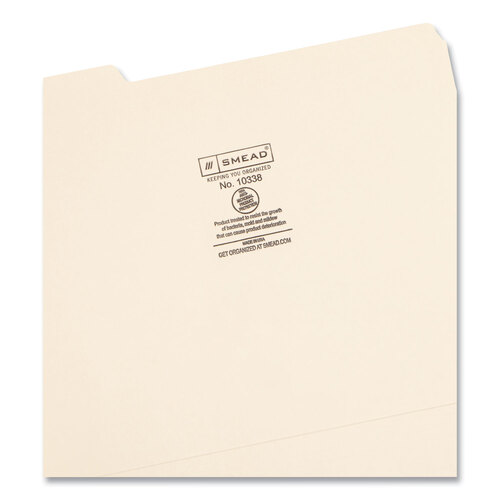 SMD10338 - Smead - Top Tab File Folders with Antimicrobial Product Protection, 1/3-Cut Tabs: Assorted, Letter, 0.75&quot; Expansion, Manila, 100/Box