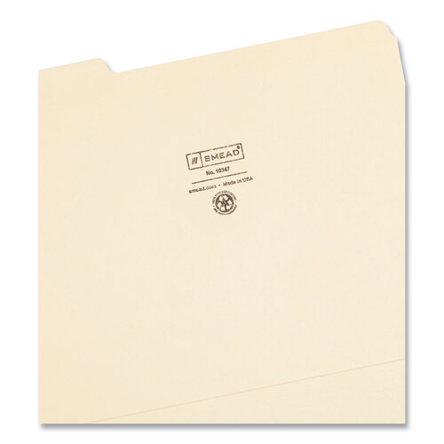 SMD10347 - Smead - 100% Recycled Reinforced Top Tab File Folders, 1/3-Cut Tabs: Assorted, Letter Size, 0.75&quot; Expansion, Manila, 100/Box