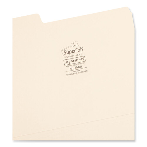SMD10401 - Smead - SuperTab Top Tab File Folders, 1/3-Cut Tabs: Assorted, Letter Size, 0.75&quot; Expansion, 14-pt Manila, 50/Box