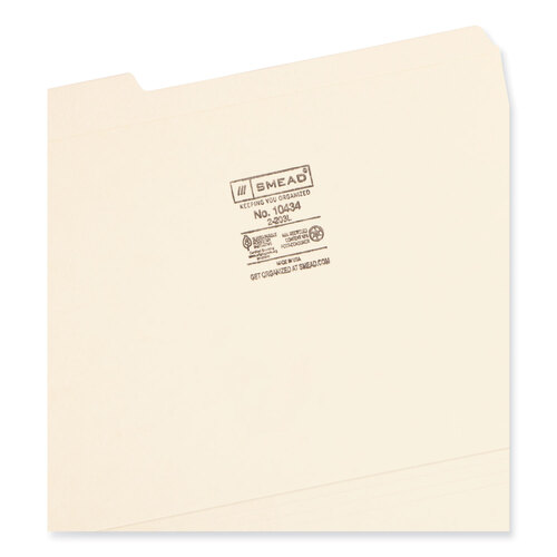 SMD10434 - Smead - Reinforced Tab Manila File Folders, 1/3-Cut Tabs: Assorted, Letter Size, 0.75&quot; Expansion, 14-pt Manila, 100/Box