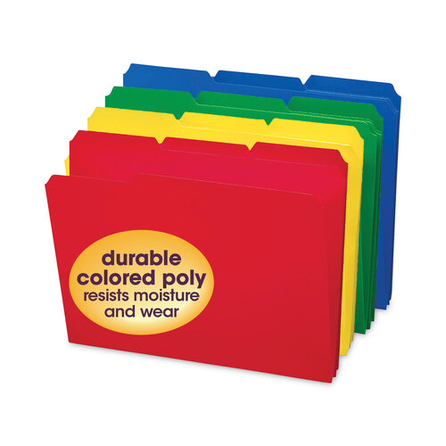 SMD10500 - Smead - Top Tab Poly Colored File Folders, 1/3-Cut Tabs: Assorted, Letter Size, 0.75&quot; Expansion, Assorted Colors, 24/Box