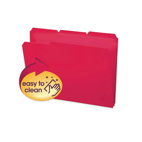 SMD10501 - Smead - Top Tab Poly Colored File Folders, 1/3-Cut Tabs: Assorted, Letter Size, 0.75&quot; Expansion, Red, 24/Box