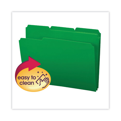 SMD10502 - Smead - Top Tab Poly Colored File Folders, 1/3-Cut Tabs: Assorted, Letter Size, 0.75&quot; Expansion, Green, 24/Box