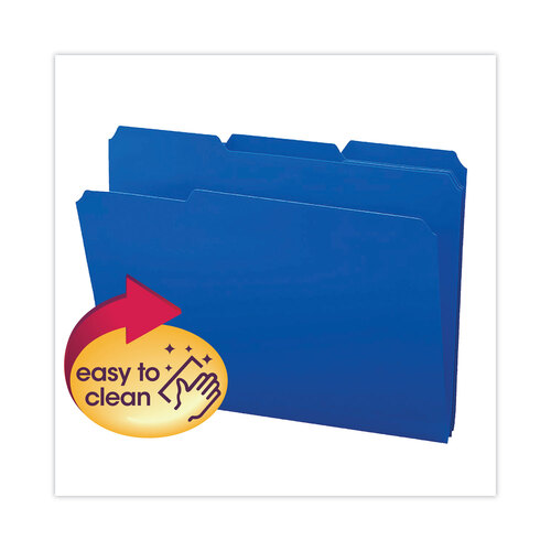 SMD10503 - Smead - Top Tab Poly Colored File Folders, 1/3-Cut Tabs: Assorted, Letter Size, 0.75&quot; Expansion, Blue, 24/Box