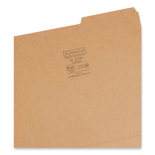 SMD10786 - Smead - Guide Height Reinforced Heavyweight Kraft File Folder, 2/5-Cut Tabs: Right of Center, Letter, 0.75&quot; Expansion, Brown, 100/Box