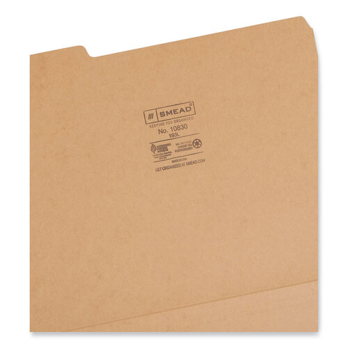 SMD10830 - Smead - Heavyweight Kraft File Folder, 1/3-Cut Tabs: Assorted, Letter Size, 0.75&quot; Expansion, 17-pt Kraft, Brown, 50/Box