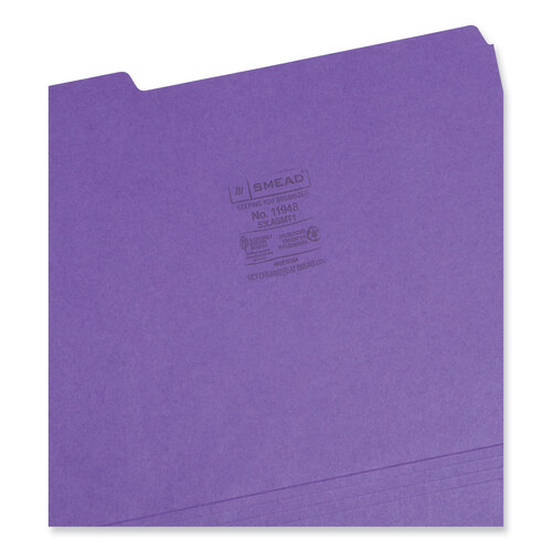 SMD11948 - Smead - Colored File Folders, 1/3-Cut Tabs: Assorted, Letter Size, 0.75&quot; Expansion, Assorted: Gray/Maroon/Navy/Purple/Teal, 100/Box