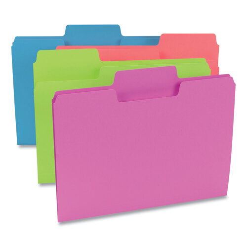 SMD11957 - Smead - SuperTab Colored File Folders, 1/3-Cut Tabs: Assorted, Letter Size, 0.75&quot; Expansion, 11-pt Stock, Assorted Colors, 24/Pack
