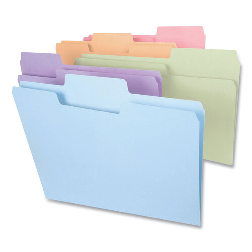 SMD11962 - Smead - SuperTab Colored File Folders, 1/3-Cut Tabs: Assorted, Legal Size, 0.75&quot; Expansion, 11-pt Stock, Pastel Assortment, 100/Box