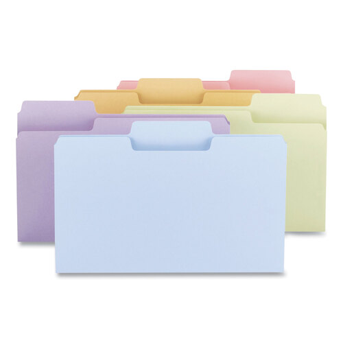 SMD11962 - Smead - SuperTab Colored File Folders, 1/3-Cut Tabs: Assorted, Legal Size, 0.75&quot; Expansion, 11-pt Stock, Pastel Assortment, 100/Box