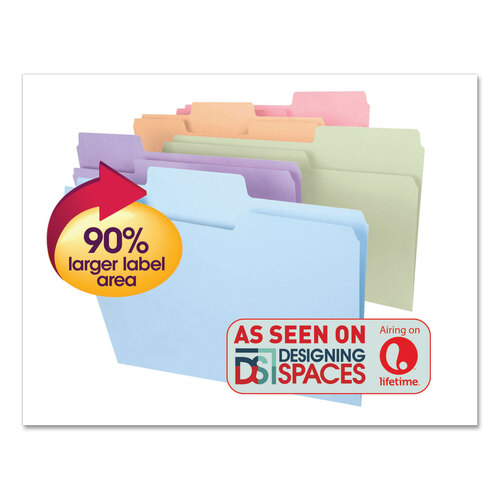 SMD11962 - Smead - SuperTab Colored File Folders, 1/3-Cut Tabs: Assorted, Legal Size, 0.75&quot; Expansion, 11-pt Stock, Pastel Assortment, 100/Box