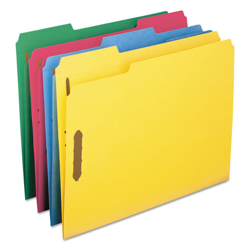 SMD11975 - Smead - Top Tab Colored Fastener Folders, 0.75&quot; Expansion, 2 Fasteners, Letter Size, Assorted Colors, 50/Box