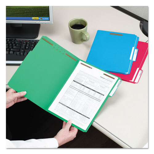 SMD11975 - Smead - Top Tab Colored Fastener Folders, 0.75&quot; Expansion, 2 Fasteners, Letter Size, Assorted Colors, 50/Box