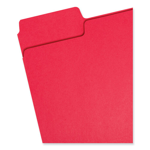 SMD11983 - Smead - SuperTab Colored File Folders, 1/3-Cut Tabs: Assorted, Letter Size, 0.75&quot; Expansion, 11-pt Stock, Red, 100/Box