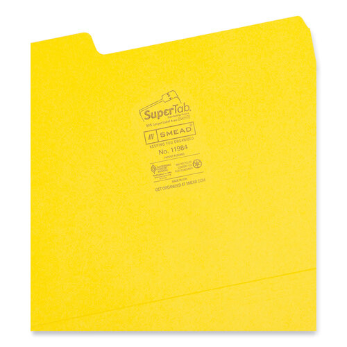 SMD11984 - Smead - SuperTab Colored File Folders, 1/3-Cut Tabs: Assorted, Letter Size, 0.75&quot; Expansion, 11-pt Stock, Yellow, 100/Box