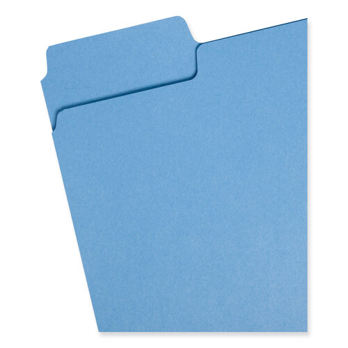 SMD11986 - Smead - SuperTab Colored File Folders, 1/3-Cut Tabs: Assorted, Letter Size, 0.75&quot; Expansion, 11-pt Stock, Blue, 100/Box