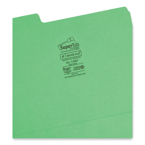 SMD11987 - Smead - SuperTab Colored File Folders, 1/3-Cut Tabs: Assorted, Letter Size, 0.75&quot; Expansion, 11-pt Stock, Color Assortment 1, 100/Box