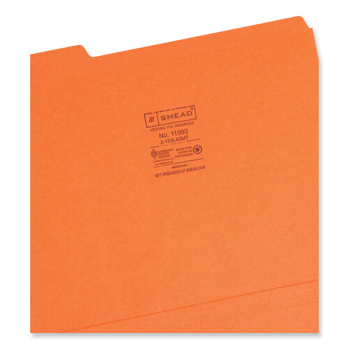 SMD11993 - Smead - Reinforced Top Tab Colored File Folders, 1/3-Cut Tabs: Assorted, Letter Size, 0.75&quot; Expansion, Assorted Colors, 100/Box