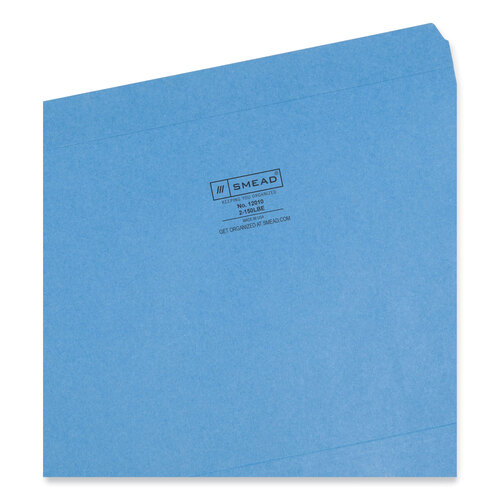 SMD12010 - Smead - Reinforced Top Tab Colored File Folders, Straight Tabs, Letter Size, 0.75&quot; Expansion, Blue, 100/Box