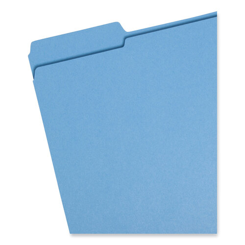 SMD12034 - Smead - Reinforced Top Tab Colored File Folders, 1/3-Cut Tabs: Assorted, Letter Size, 0.75&quot; Expansion, Blue, 100/Box